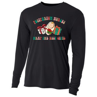 Postpartum Nurses Funny Christmas We Wrap The Best Presents Cooling Performance Long Sleeve Crew