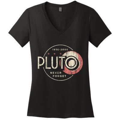 Pluto Never Forget Funny Pluto Pluto Lover Pluto Women's V-Neck T-Shirt
