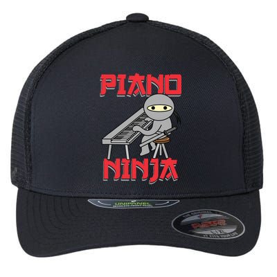 Piano Ninja Funny Keyboard Player Pianist Gift Flexfit Unipanel Trucker Cap