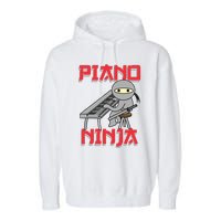 Piano Ninja Funny Keyboard Player Pianist Gift Garment-Dyed Fleece Hoodie