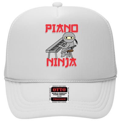 Piano Ninja Funny Keyboard Player Pianist Gift High Crown Mesh Back Trucker Hat