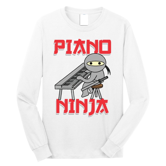 Piano Ninja Funny Keyboard Player Pianist Gift Long Sleeve Shirt