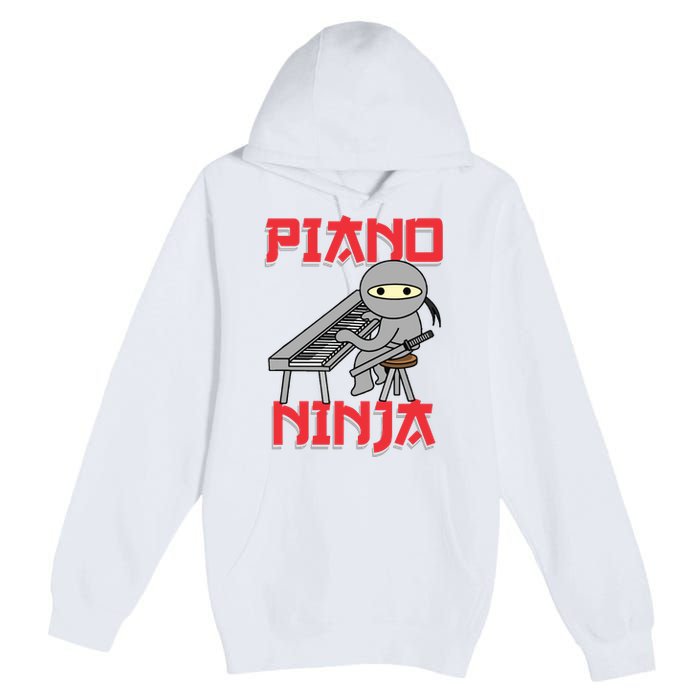 Piano Ninja Funny Keyboard Player Pianist Gift Premium Pullover Hoodie