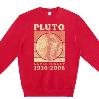 Pluto Never Forget Space Science Astronomy Premium Crewneck Sweatshirt