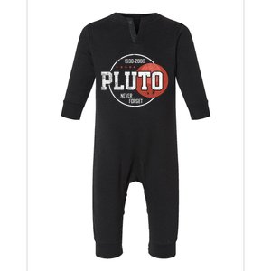 Pluto Never Forgegift Astronomy Space Nerd Pluto Great Gift Infant Fleece One Piece