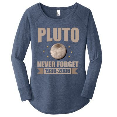 Pluto Never Forget Retro Vintage Pluto Weird Science Space Gift Women's Perfect Tri Tunic Long Sleeve Shirt