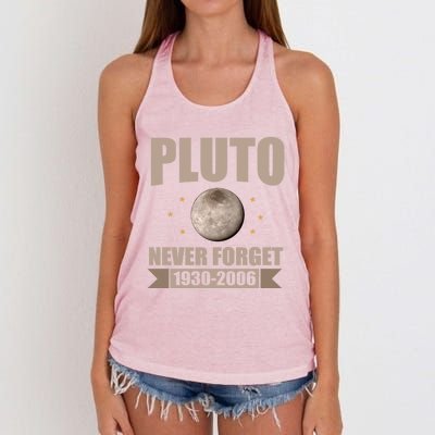 Pluto Never Forget Retro Vintage Pluto Weird Science Space Gift Women's Knotted Racerback Tank