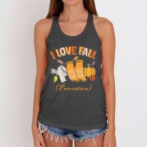 Pt Nurse Fall I Love Fall Prevention Fall Physical Therapy Women's Knotted Racerback Tank