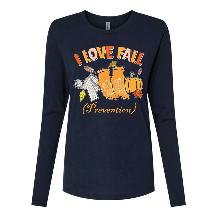 Pt Nurse Fall I Love Fall Prevention Fall Physical Therapy Womens Cotton Relaxed Long Sleeve T-Shirt