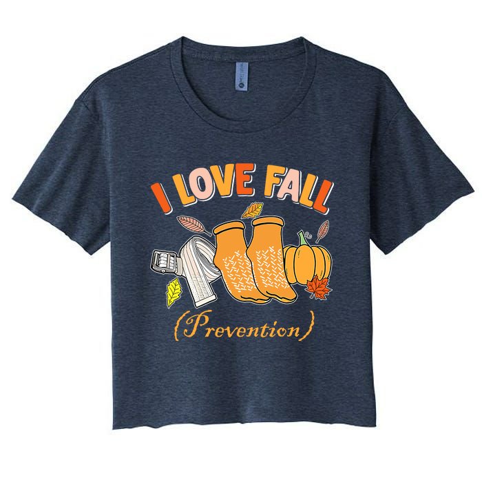 Pt Nurse Fall I Love Fall Prevention Fall Physical Therapy Women's Crop Top Tee