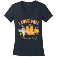 Pt Nurse Fall I Love Fall Prevention Fall Physical Therapy Women's V-Neck T-Shirt