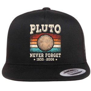 Pluto Never Forget Funny Planet Space Astronomy Science Flat Bill Trucker Hat