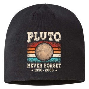 Pluto Never Forget Funny Planet Space Astronomy Science Sustainable Beanie