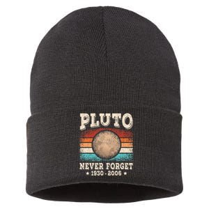 Pluto Never Forget Funny Planet Space Astronomy Science Sustainable Knit Beanie