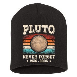 Pluto Never Forget Funny Planet Space Astronomy Science Short Acrylic Beanie