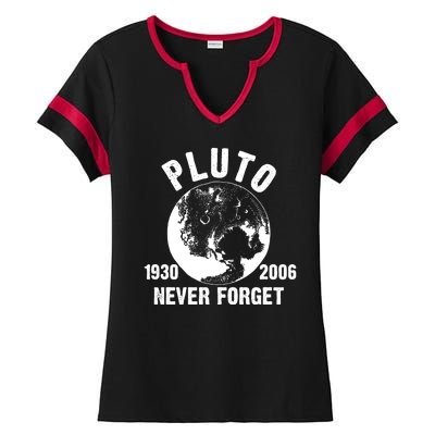 Pluto Never Forget 1930/2006 Ladies Halftime Notch Neck Tee