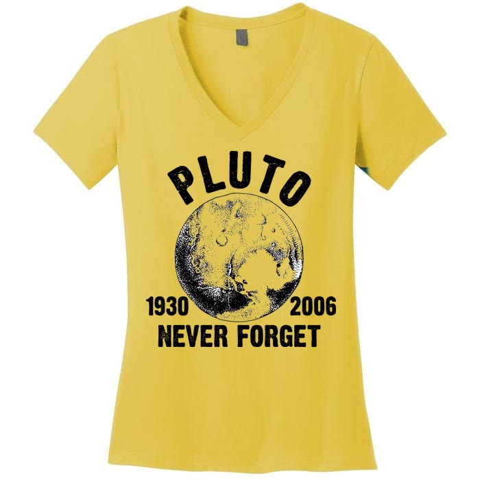 Pluto Never Forget 1930/2006 Women's V-Neck T-Shirt