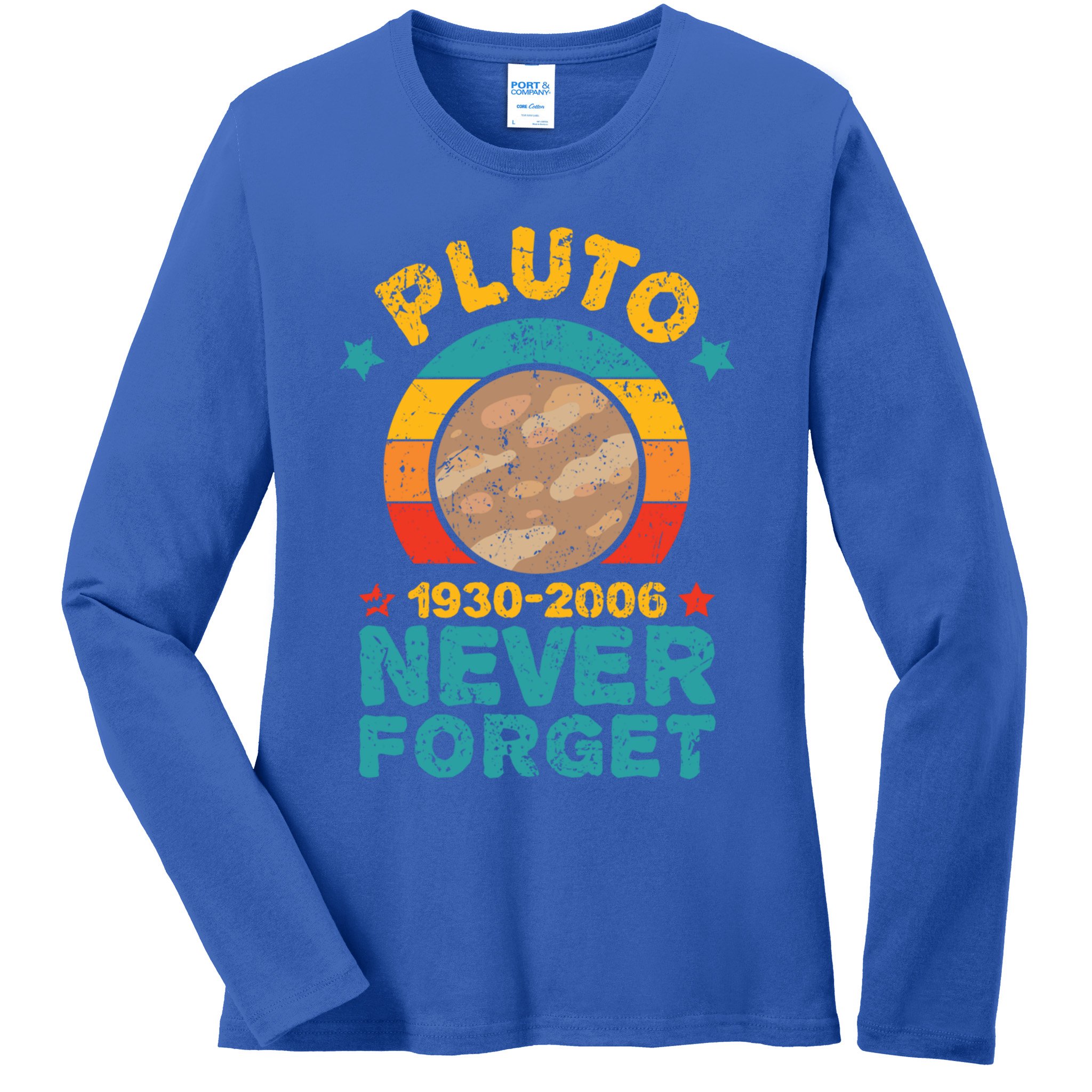 Pluto Never Forget Remember 1930 2006 Vintage Gift Ladies Long Sleeve Shirt