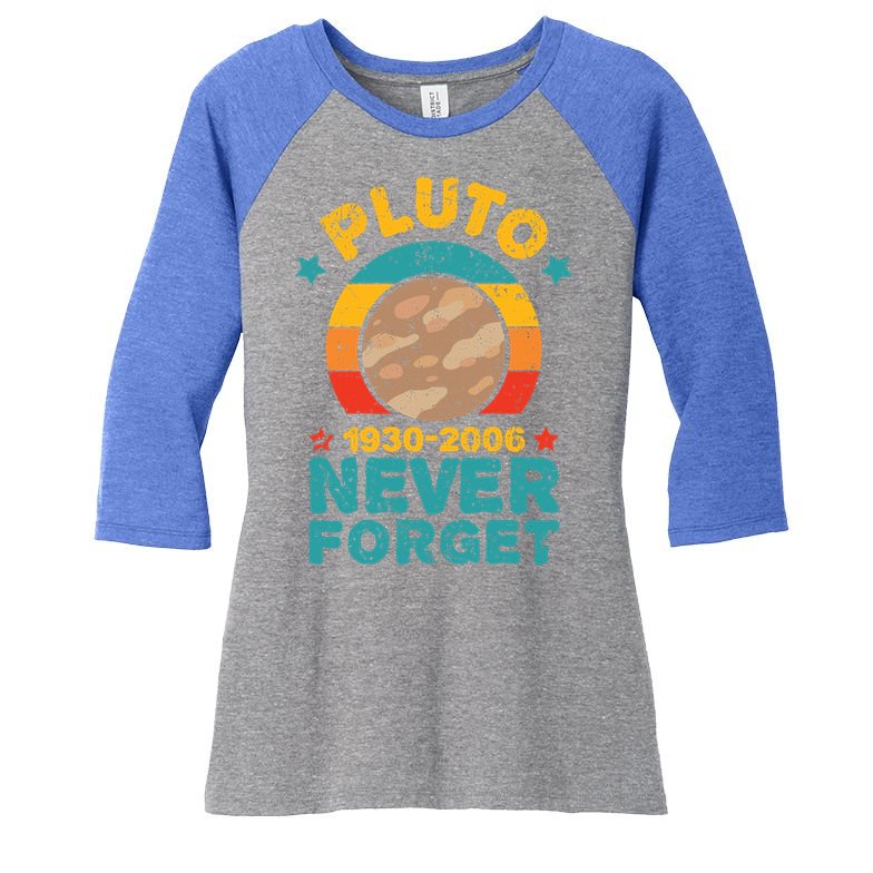 Pluto Never Forget Remember 1930 2006 Vintage Gift Women's Tri-Blend 3/4-Sleeve Raglan Shirt