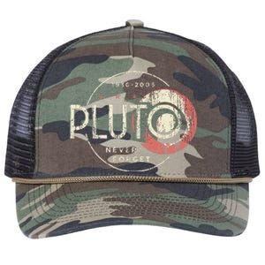 Pluto Never Forget Funny Pluto Pluto Lover Pluto  Retro Rope Trucker Hat Cap