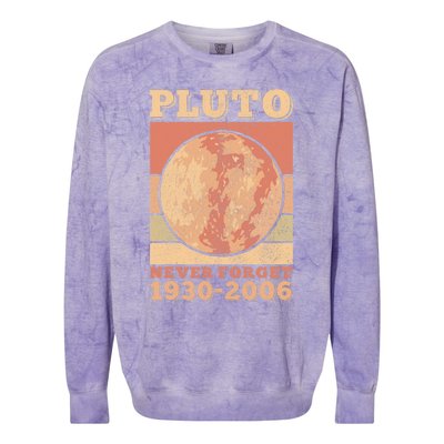 Pluto Never Forget Space Science Astronomy Men Women Funny Colorblast Crewneck Sweatshirt