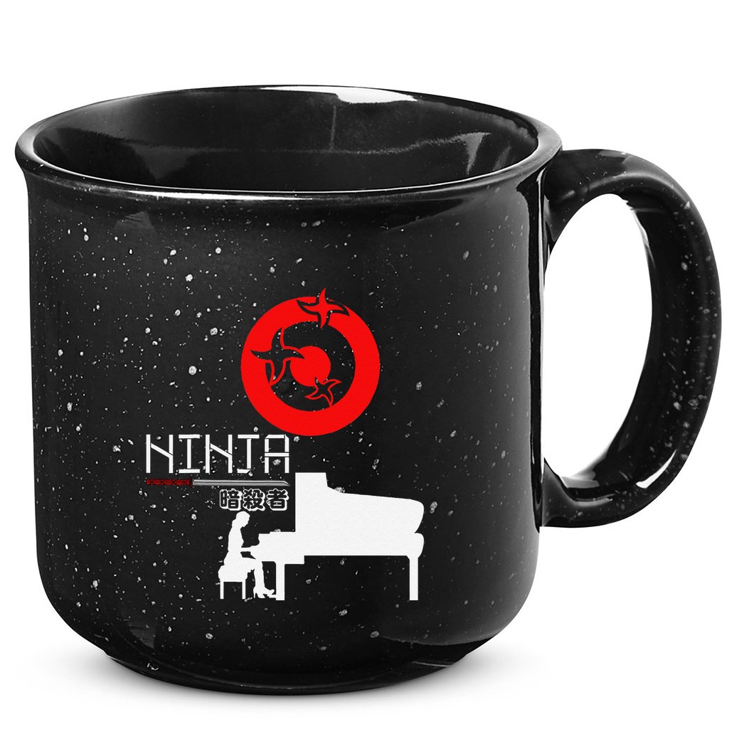 Piano Ninja Funny Keyboard Player Pianist Gift 15oz Campfire Ceramic Mug