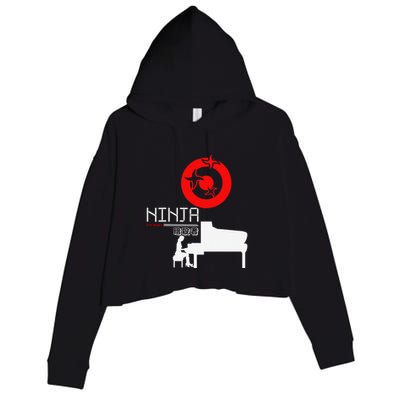 Piano Ninja Funny Keyboard Player Pianist Gift Crop Fleece Hoodie