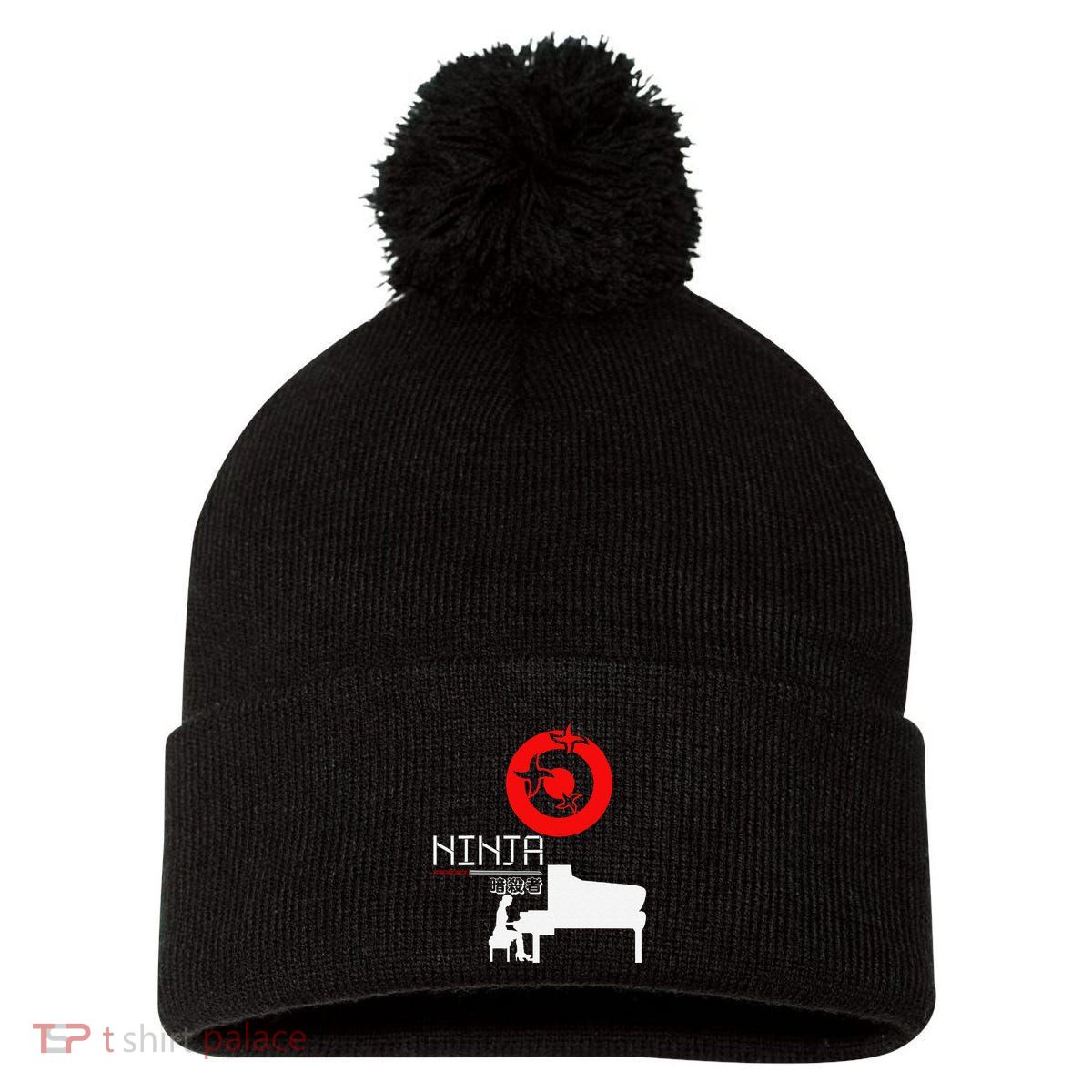 Piano Ninja Funny Keyboard Player Pianist Gift Pom Pom 12in Knit Beanie