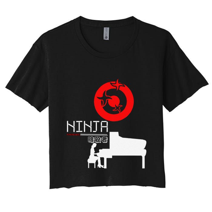 Piano Ninja Funny Keyboard Player Pianist Gift Women's Crop Top Tee