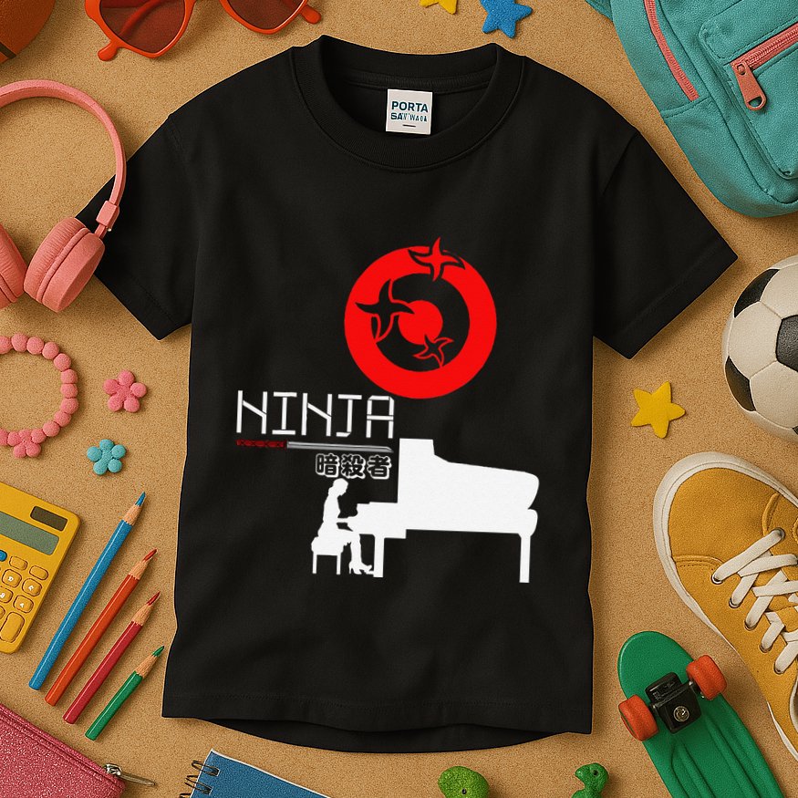 Piano Ninja Funny Keyboard Player Pianist Gift Kids T-Shirt