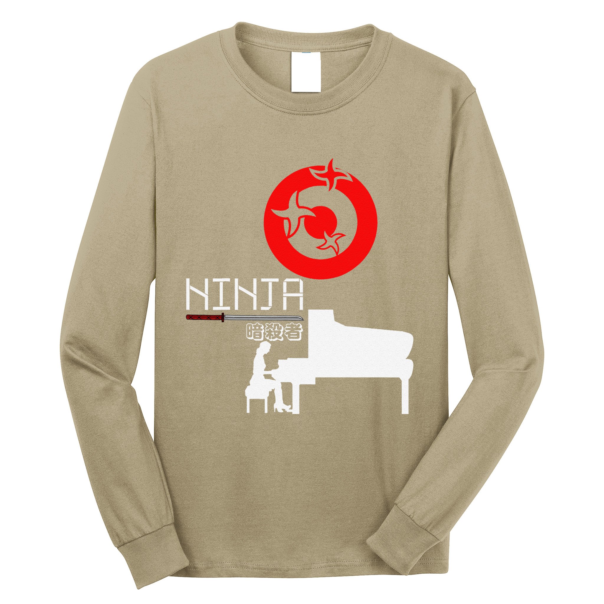 Piano Ninja Funny Keyboard Player Pianist Gift Long Sleeve Shirt