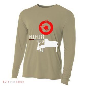 Piano Ninja Funny Keyboard Player Pianist Gift Cooling Performance Long Sleeve Crew