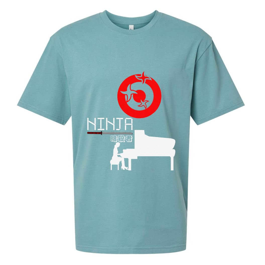 Piano Ninja Funny Keyboard Player Pianist Gift Sueded Cloud Jersey T-Shirt