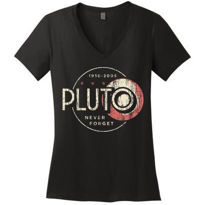 Pluto Never Forget Funny Pluto Pluto Lover Pluto Women's V-Neck T-Shirt
