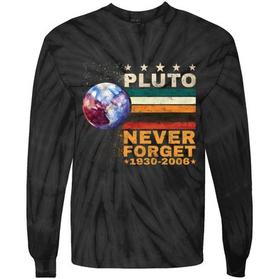 Pluto Never Forget Pluto Astronomy Tie-Dye Long Sleeve Shirt