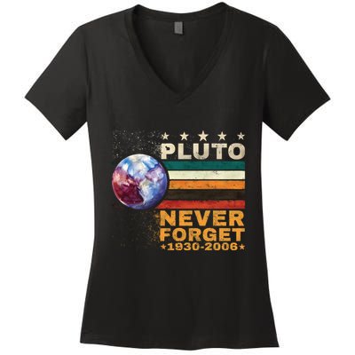 Pluto Never Forget Pluto Astronomy Women's V-Neck T-Shirt