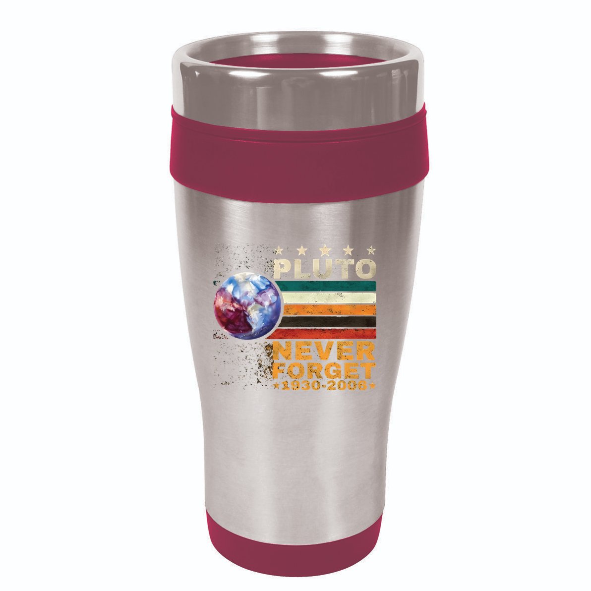 Pluto Never Forget Pluto Astronomy 16oz Travel Tumbler