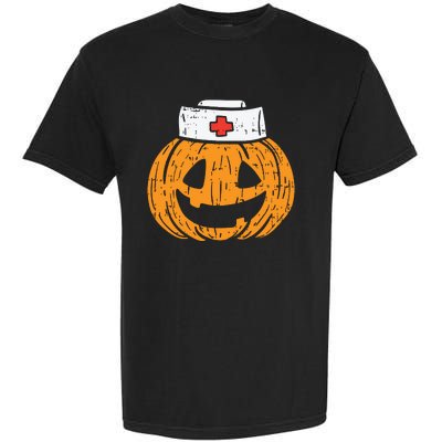 Pumpkin Nurse Funny Scary Halloween Costume Rn Cna Icu Girl Garment-Dyed Heavyweight T-Shirt