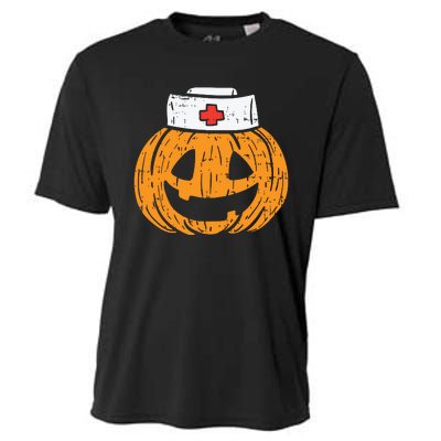 Pumpkin Nurse Funny Scary Halloween Costume Rn Cna Icu Girl Cooling Performance Crew T-Shirt