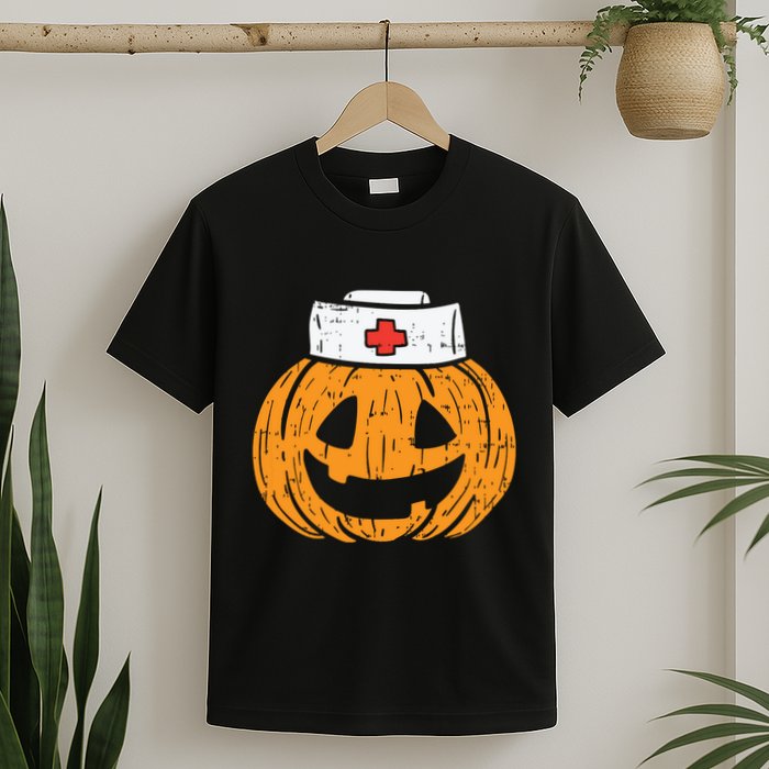 Pumpkin Nurse Funny Scary Halloween Costume Rn Cna Icu Girl T-Shirt