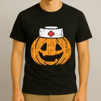 Pumpkin Nurse Funny Scary Halloween Costume Rn Cna Icu Girl T-Shirt