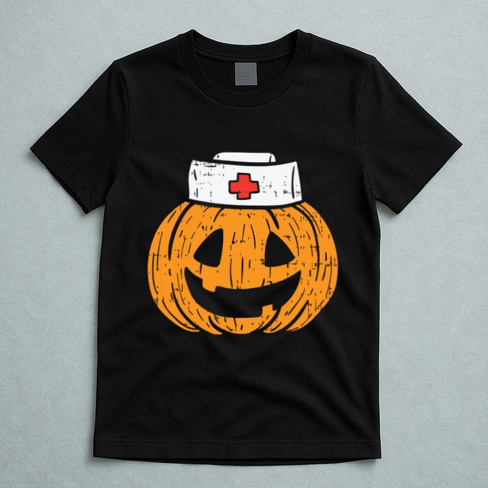 Pumpkin Nurse Funny Scary Halloween Costume Rn Cna Icu Girl T-Shirt