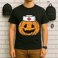 Pumpkin Nurse Funny Scary Halloween Costume Rn Cna Icu Girl T-Shirt