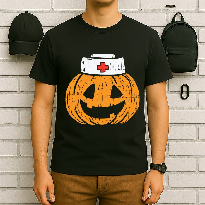 Pumpkin Nurse Funny Scary Halloween Costume Rn Cna Icu Girl T-Shirt