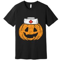 Pumpkin Nurse Funny Scary Halloween Costume Rn Cna Icu Girl Premium T-Shirt