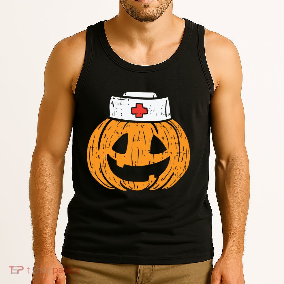 Pumpkin Nurse Funny Scary Halloween Costume Rn Cna Icu Girl Tank Top