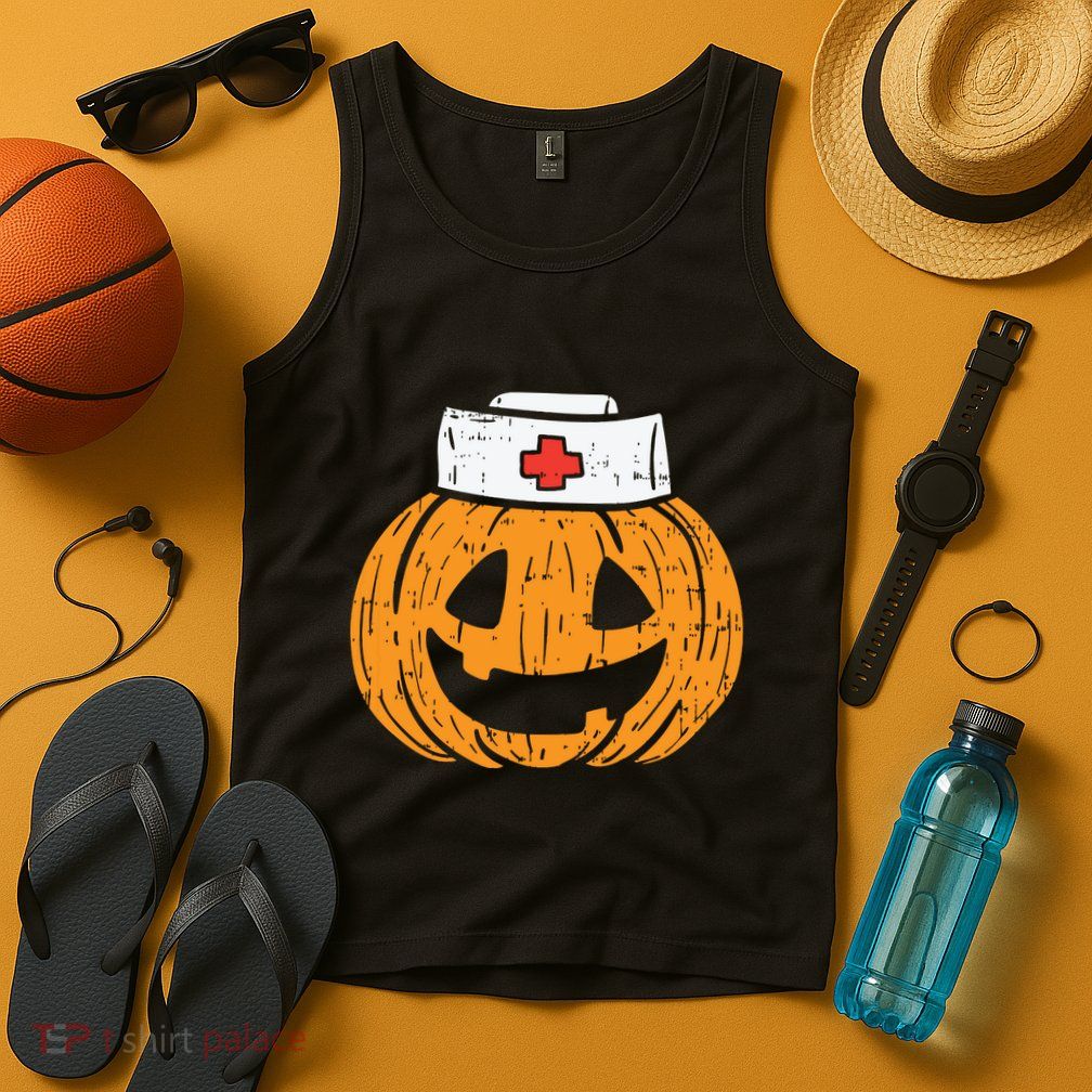 Pumpkin Nurse Funny Scary Halloween Costume Rn Cna Icu Girl Tank Top