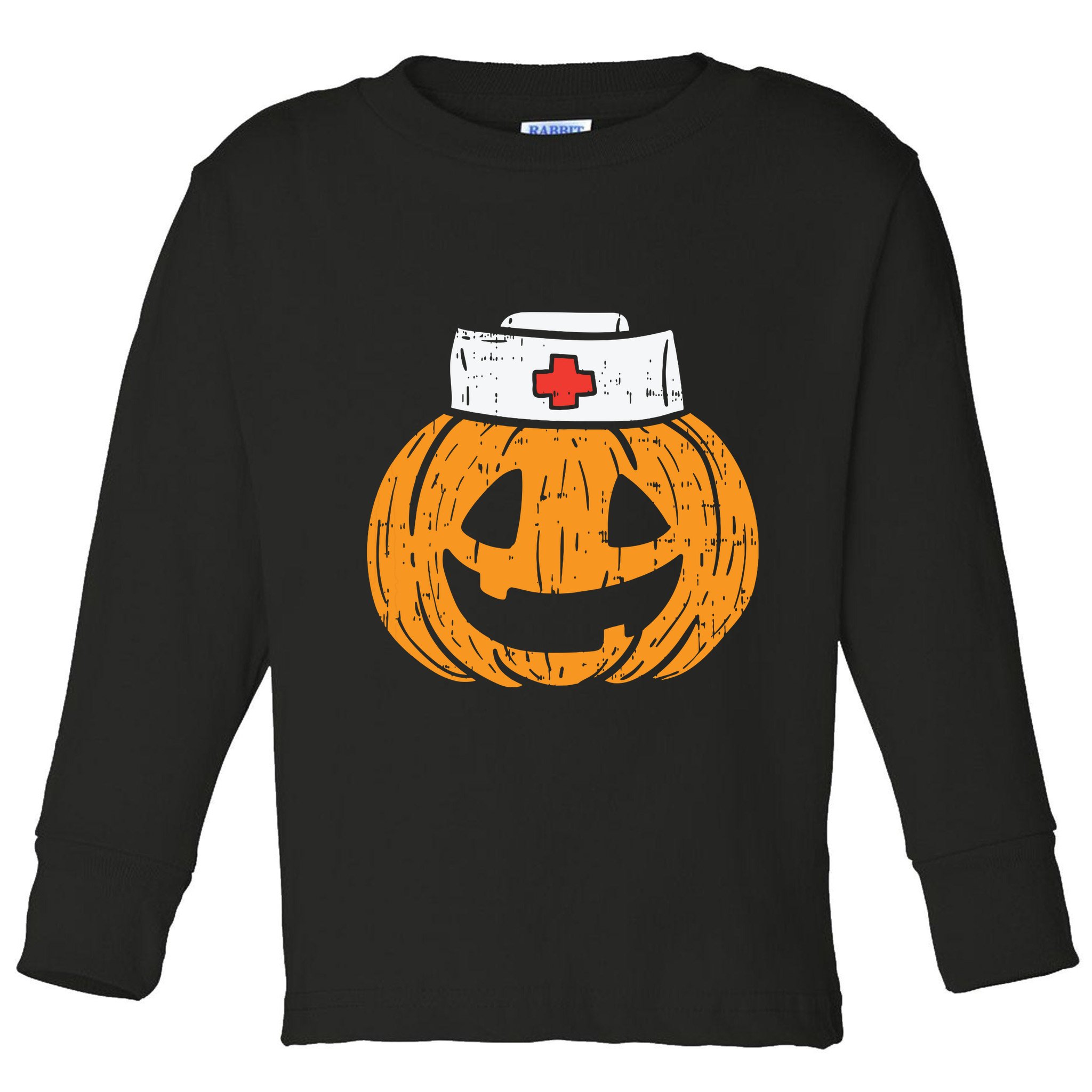 Pumpkin Nurse Funny Scary Halloween Costume Rn Cna Icu Girl Toddler Long Sleeve Shirt