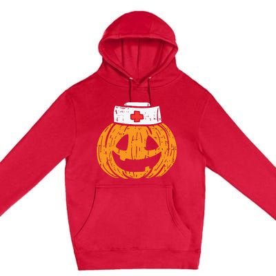 Pumpkin Nurse Funny Scary Halloween Costume Rn Cna Icu Girl Premium Pullover Hoodie