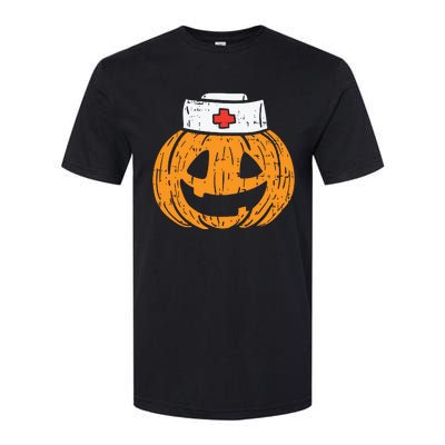 Pumpkin Nurse Funny Scary Halloween Costume Rn Cna Icu Girl Softstyle CVC T-Shirt